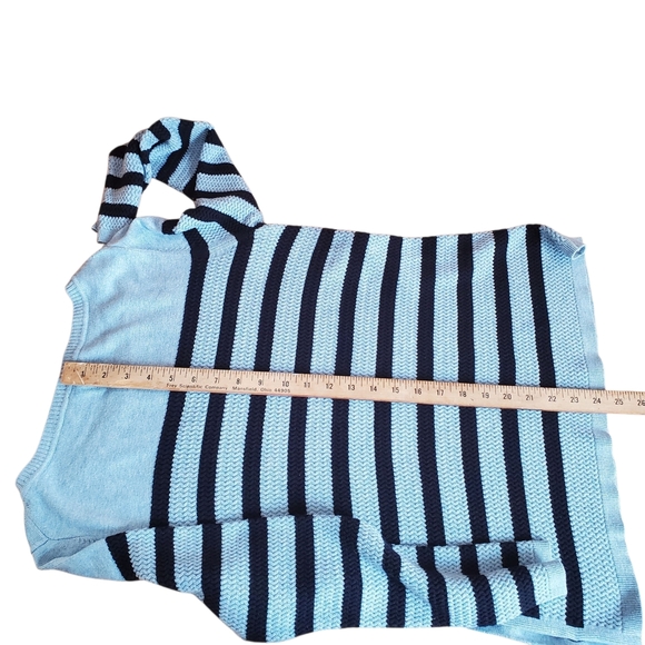 Talbots Blue & Black Striped Sweater. Tunic Length w/ Buttons. Petite LG. G86 - Picture 8 of 9
